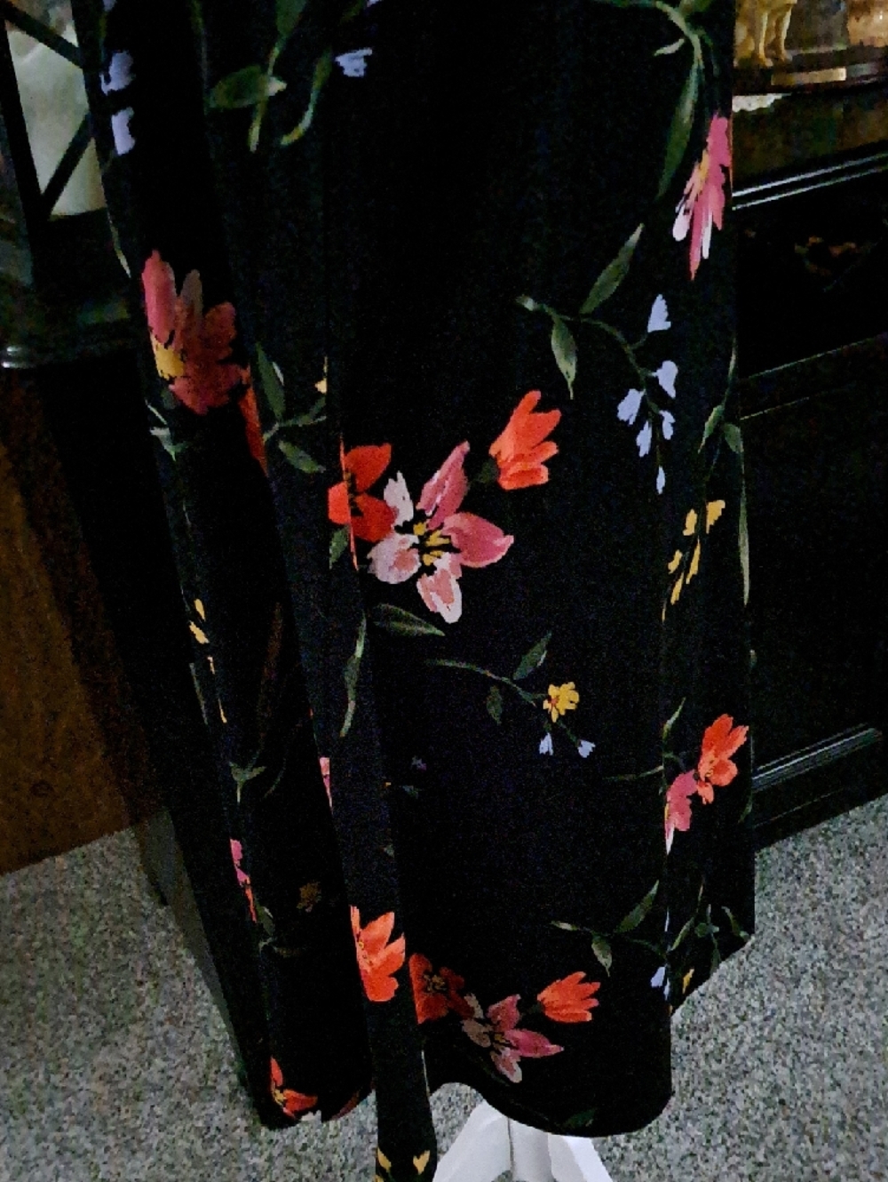 Old Navy Black Floral Tank Dress with Pink & Coral Blooms - Picture 2 of 5
